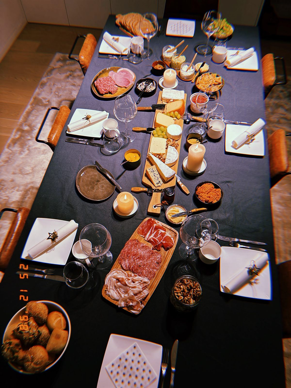 A Christmas charcuterie and cheese table