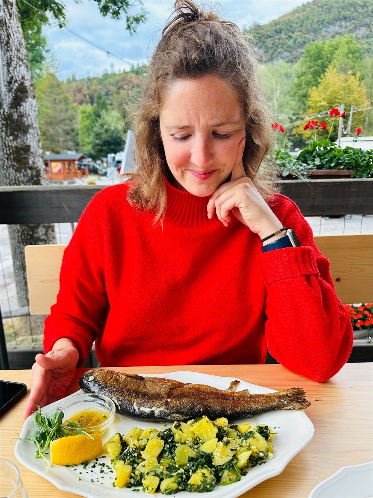 A plate of fresh lake fish in Slovenia